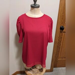 NWT Loft dot sheer fabric raspberry top blouse Small